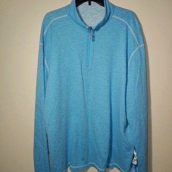 Tommy Bahama Reversible Flipsider 1/4 zip Pullover Size XXL Blue/Light Blue - Picture 1 of 7